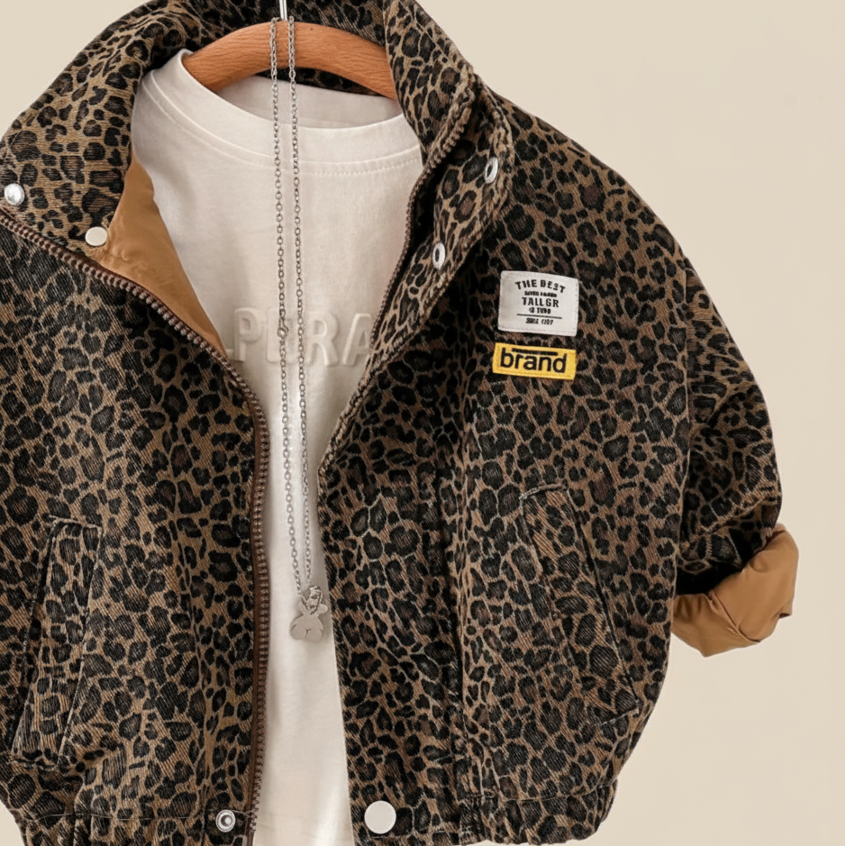 Kids Jacket | Leopard Print | Structured Design Elastic Waistband