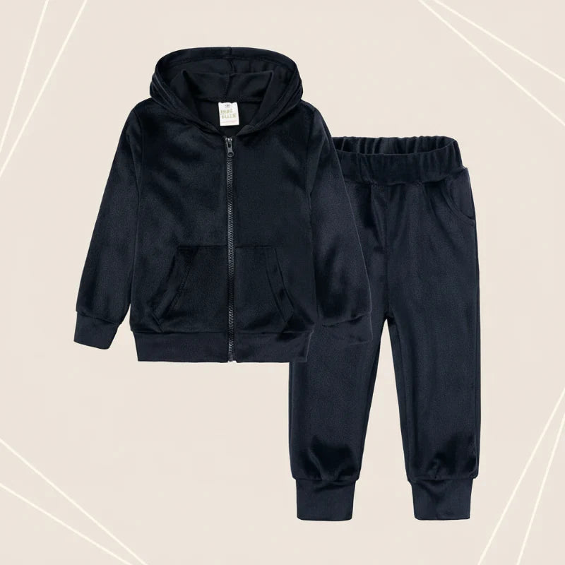 Kids Velvet Tracksuit | Insulated | Two-Piece Set Comfortable Design