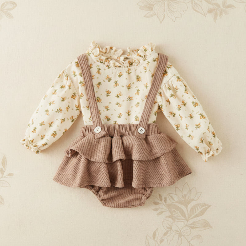 Kids Baby Romper | Floral Print | Ruffle Trim Soft Cotton for Boys