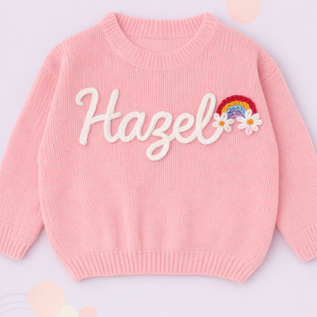Kids Knitted Sweater | Personalized Name | Unisex Design Fabric S
