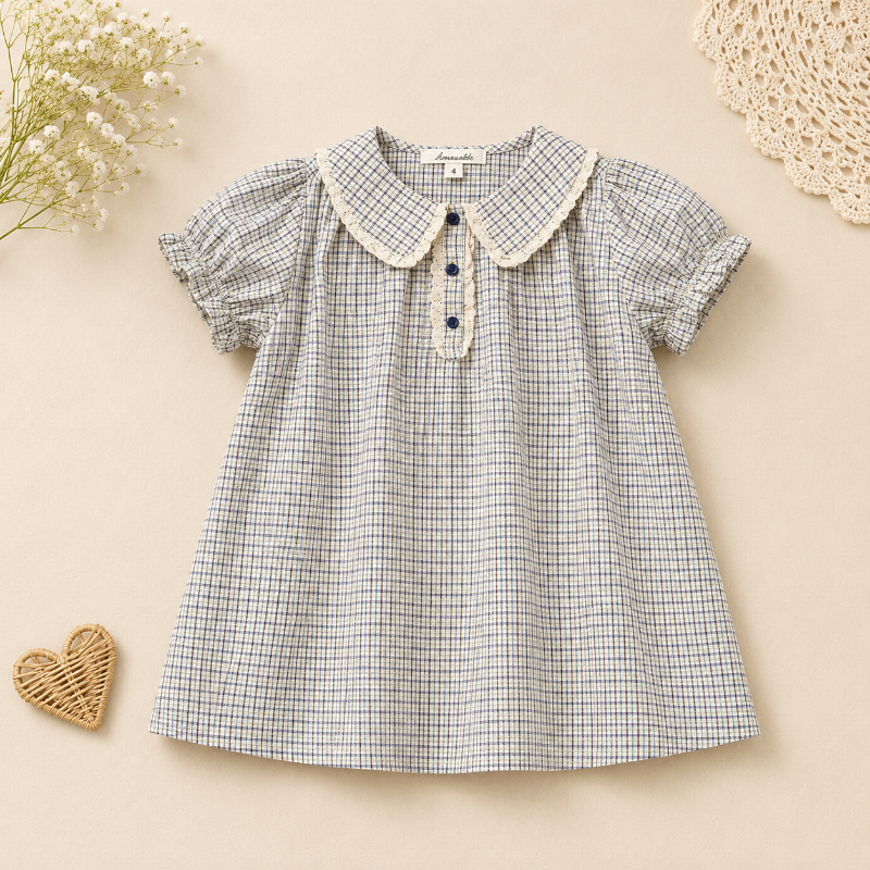 Kids Short Sleeve Dress | Embroidered Design | Girls Unisex Design