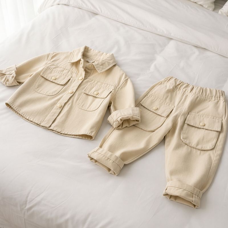 Kids Cargo Set | Two-Piece Design | Adjustable Waist Cotton Girls