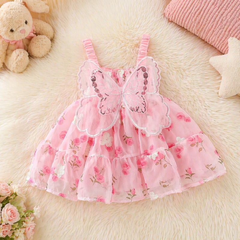 Kids Girls Dress | Butterfly Print | Sleeveless Elastic Waistband