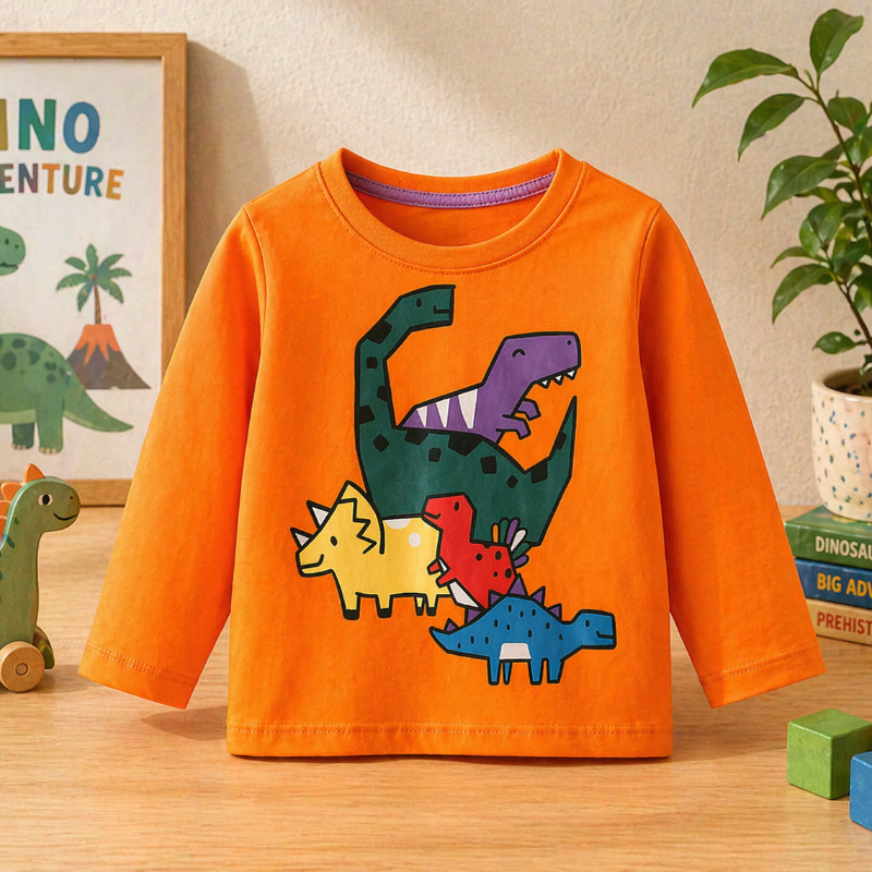 Kids Dinosaur Sweatshirt | Printed Design | Crew Neck Soft Fabric