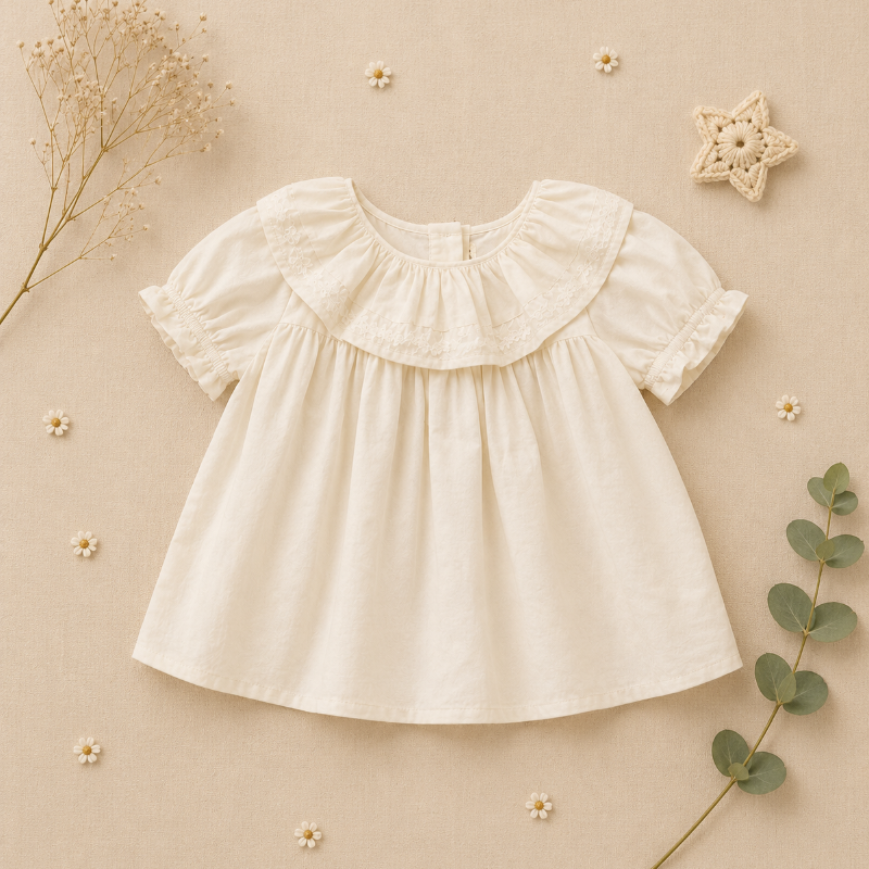 Kids Ruffle Collar Top | Structured Design | Long Sleeve Unisex Design