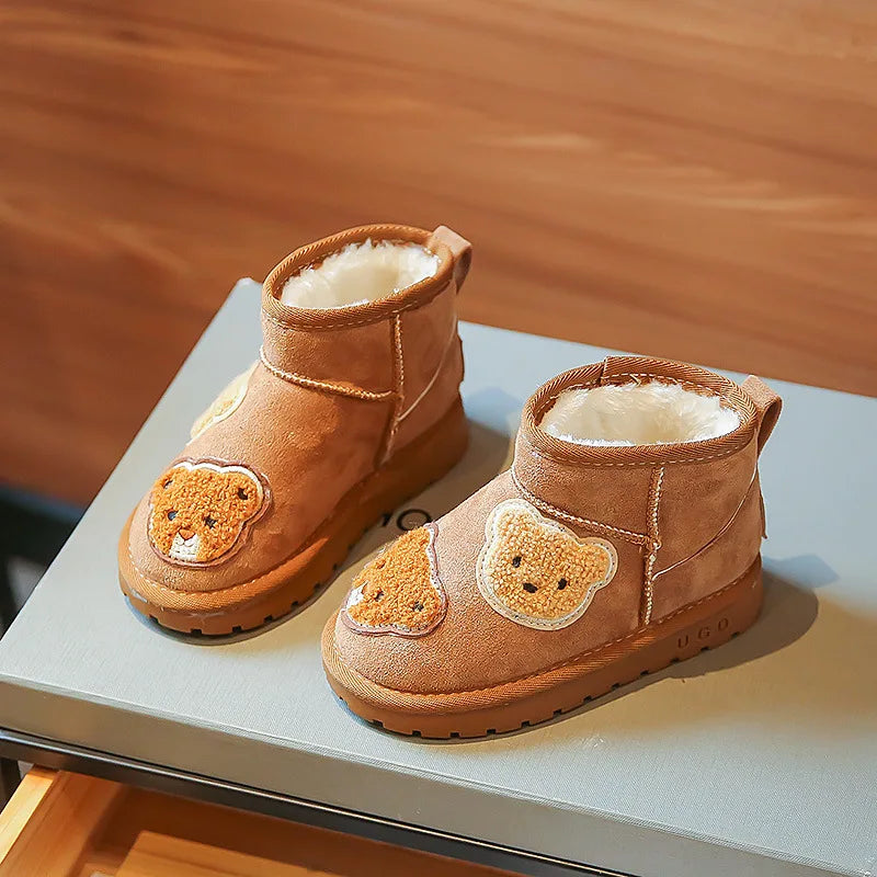 Kids Ankle Boots | Suede Construction | Bear Design Unisex Design