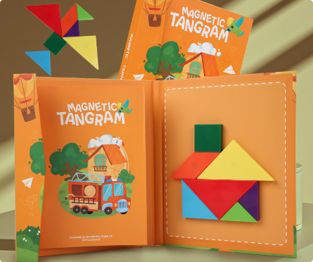 Kids Tangram Puzzle | Wooden Shape Game | Logic Toy Unisex Design