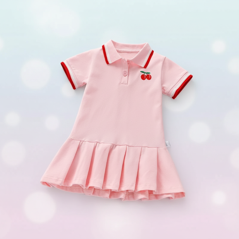 Kids Polo Dress | Structured Design | Cherry Detail Unisex Design