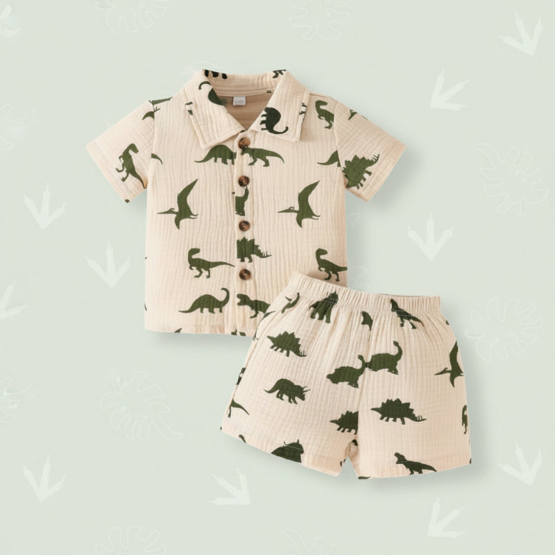 Kids Dinosaur Car Print Set | Two Piece | Summer Machine for All Ages
