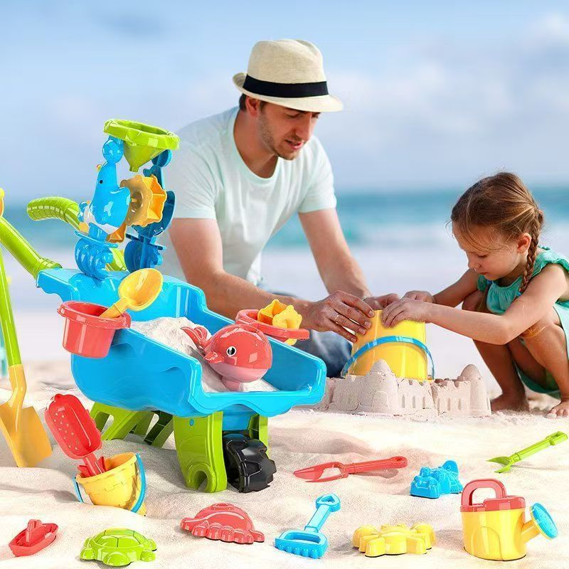 Kids Beach Wheelbarrow Set | Sand Tools | Multi Piece Soft Fabric