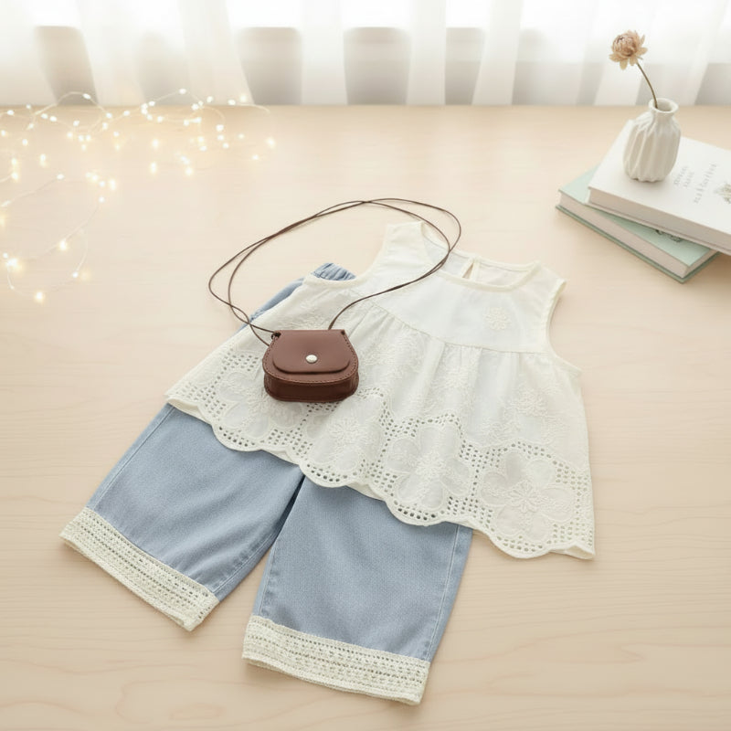 Kids Sleeveless Top Set | Cotton Blend | Elastic Waist Unisex Design