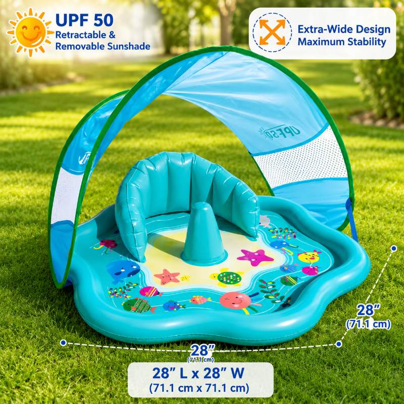 SplashPlay – Safe & Fun – Baby Pool with Sunshade