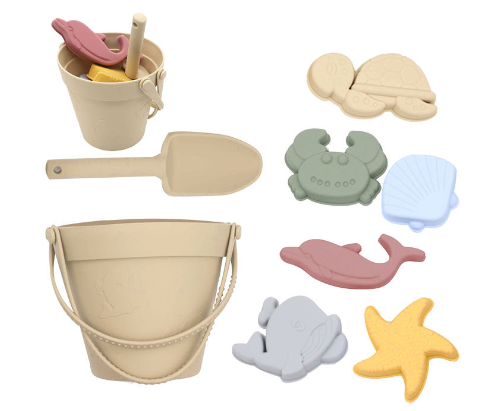 Kids Silicone Beach Set | Bucket and Shovel | Sand Toys Unisex Design