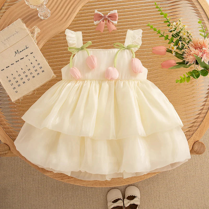 Kids Tulip Mesh Dress | Structured Design | Girls Comfortable Design