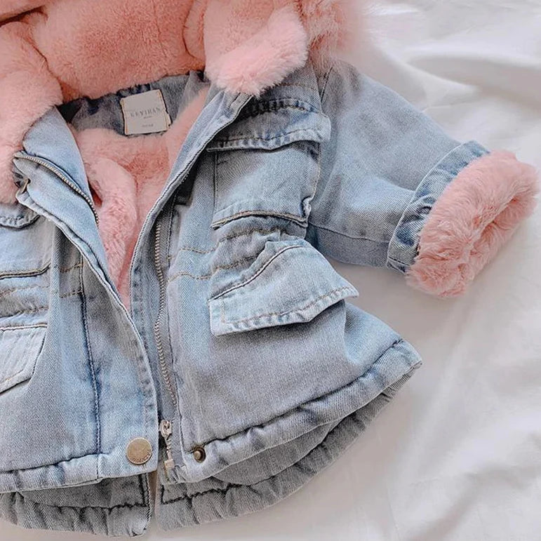 FurDream – Denim Look – Winter Jacket with Hood