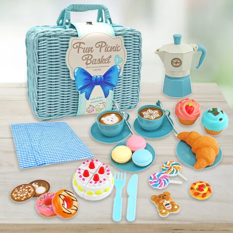Kids Tea Party Set | Porcelain Dishes | Pretend Play Unisex Design