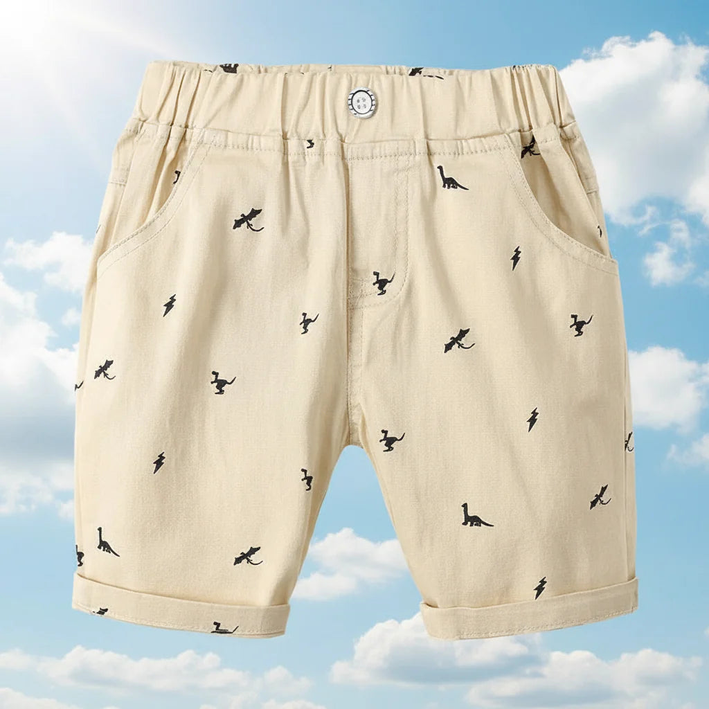 Kids Shorts | Dinosaur Print | Elastic Waist Lightweight Design Soft