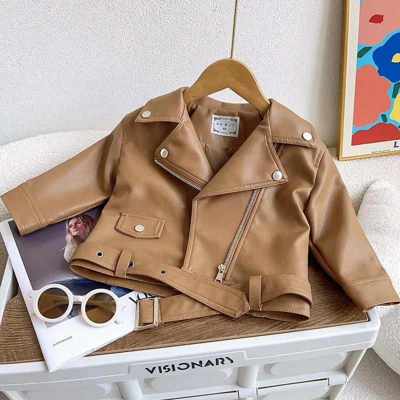 Kids Leather Jacket | Printed Design | Structured Fit Soft Fabric