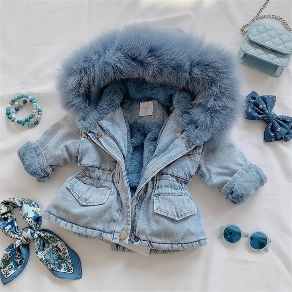 FurDream – Denim Look – Winter Jacket with Hood