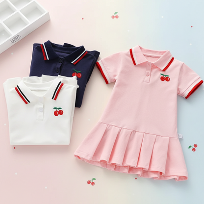 PetitJoy – Comfortable & Stylish – Polo Dress with Cherry Print