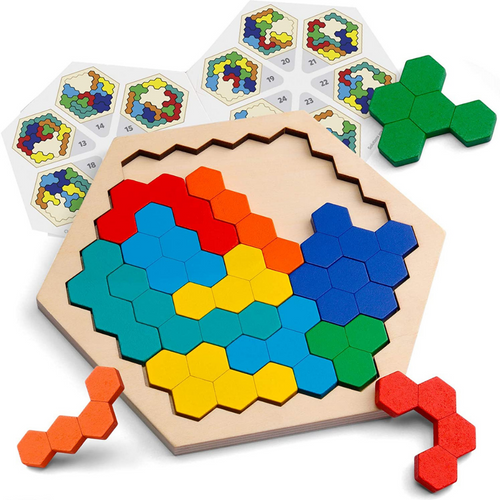 Kids Hexagon Puzzle | Geometric Shapes | Problem Solving Unisex Design