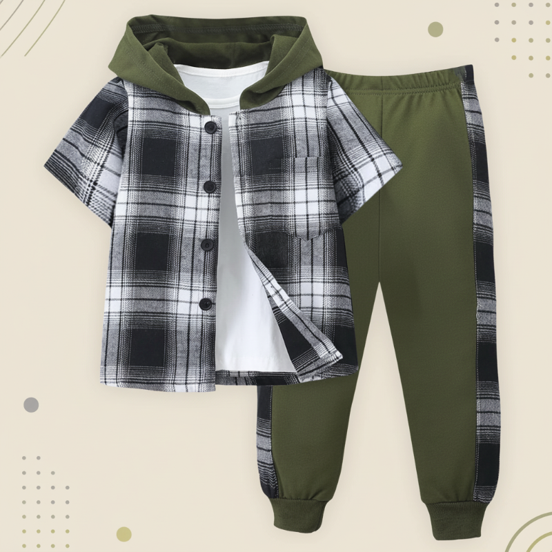 Boys Checkered Outfit – Trendy and Comfortable – Checked Children's Clothing Set