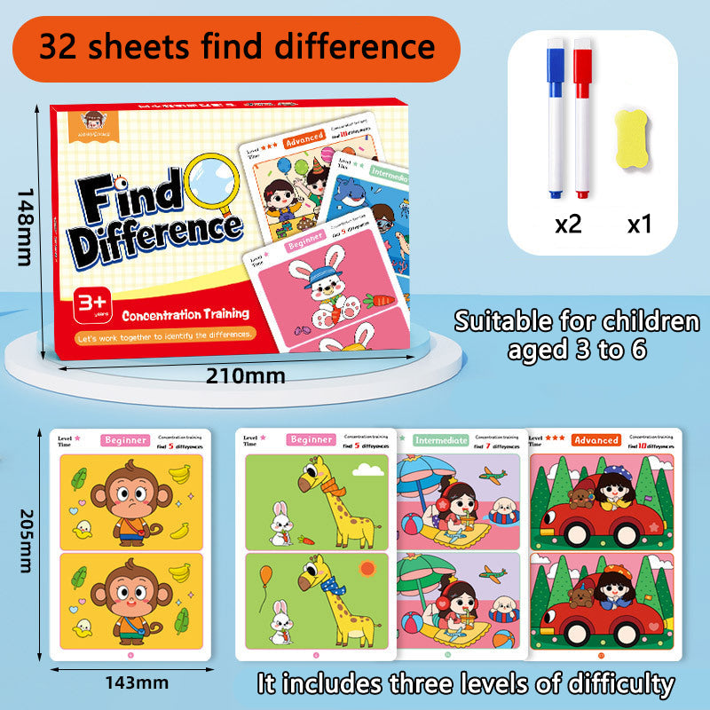 Kids Spot Difference Game | Learning Card Game | Focus Unisex Design