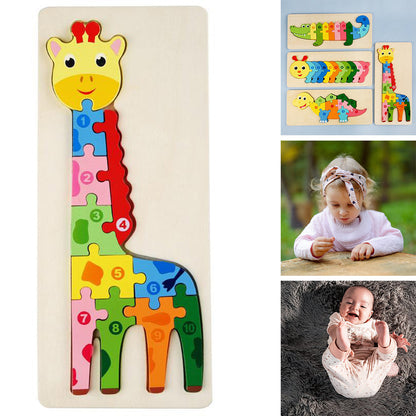 Kids Wooden Puzzle | Animal Shapes | Number Learning Unisex Design
