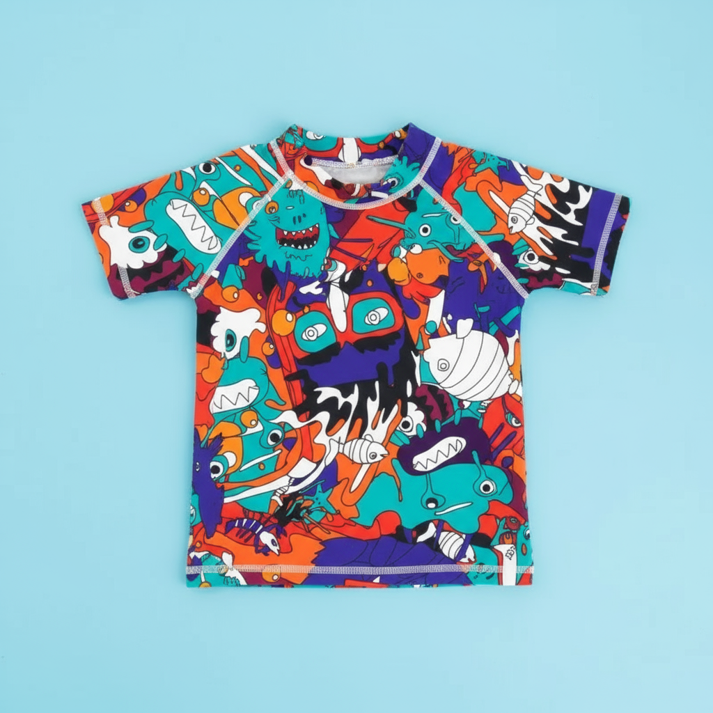 SunnyGuard – Summer & Protective – Anti-UV Kids Swim Shirt with Short Sleeves
