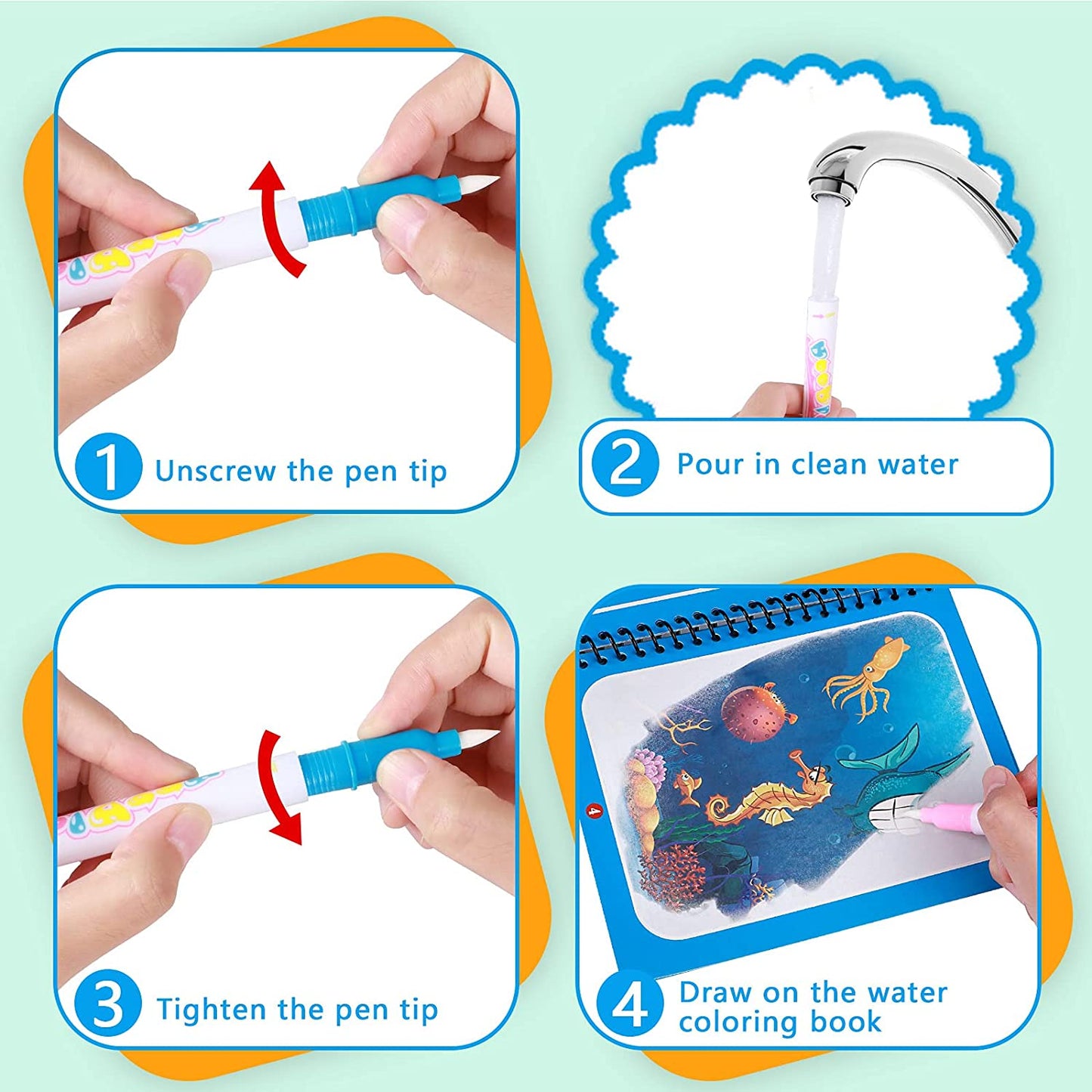 Magic Water Book™ - Reveal the Drawing - Coloring Book