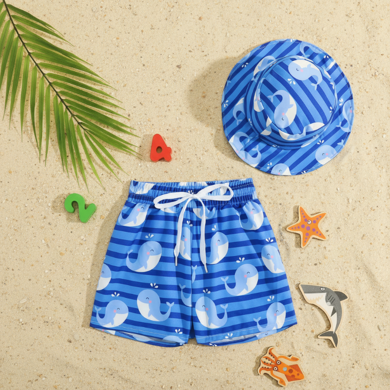 Beach Set – Colorful & Stylish – Printed Swim Shorts & Hat