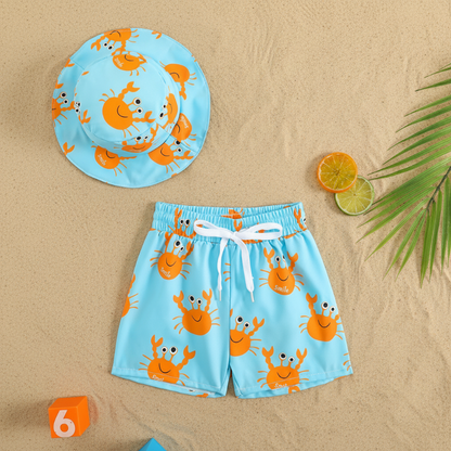 Beach Set – Colorful & Stylish – Printed Swim Shorts & Hat