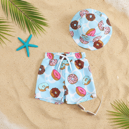 Beach Set – Colorful & Stylish – Printed Swim Shorts & Hat