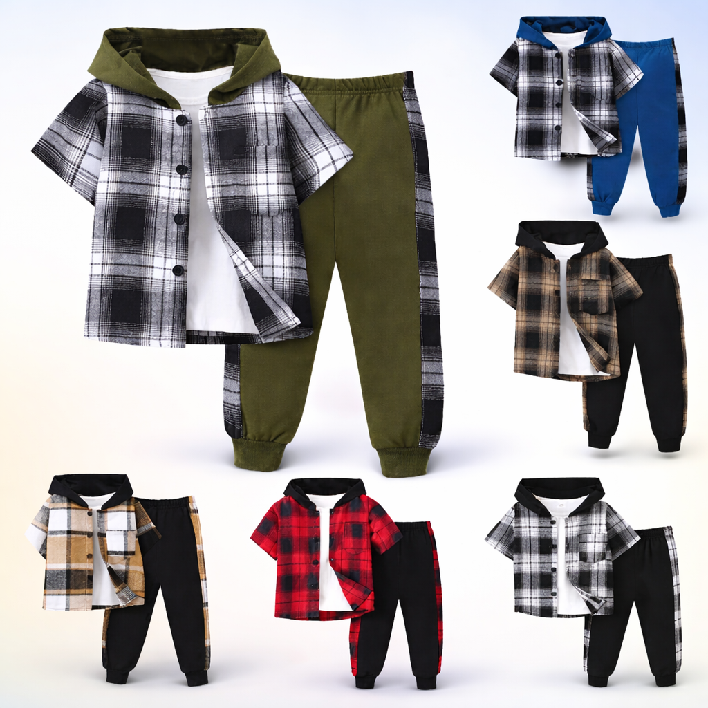 Boys Checkered Outfit – Trendy and Comfortable – Checked Children's Clothing Set