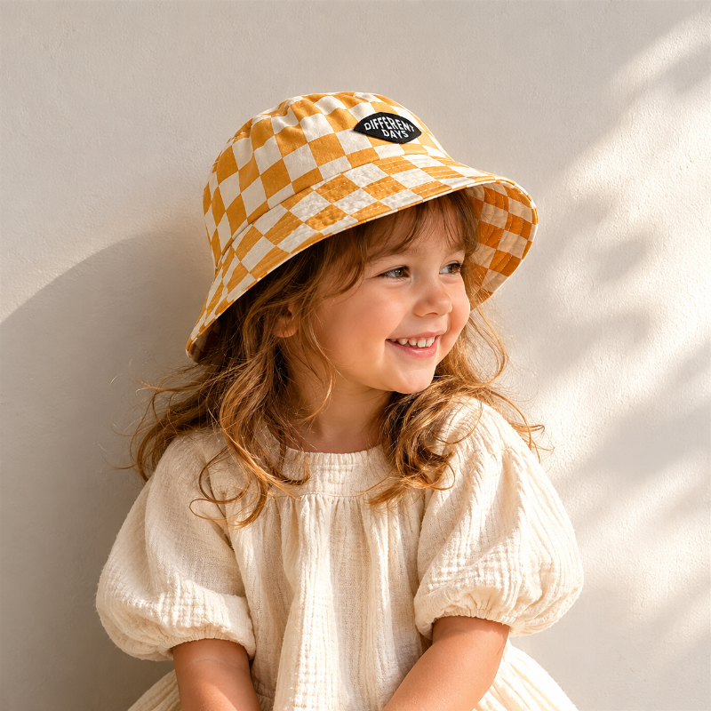 Bucket Hat – Cute & Protective – Kids Checkered Hat