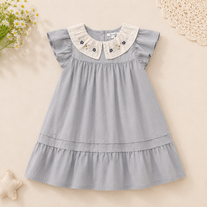 Short Sleeve Embroidery Dress – Elegant & Comfort – Boutique Girls Dress
