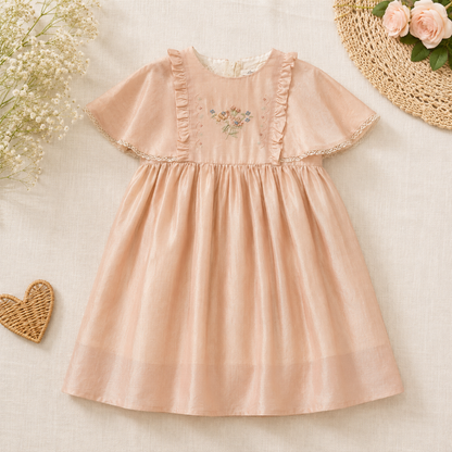 Short Sleeve Embroidery Dress – Elegant & Comfort – Boutique Girls Dress