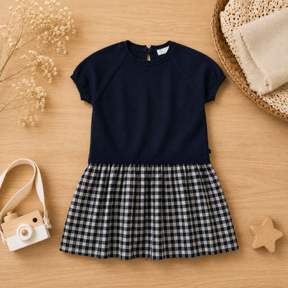 Plaid Patchwork Dress – Trendy & Airy – Checked Dress
