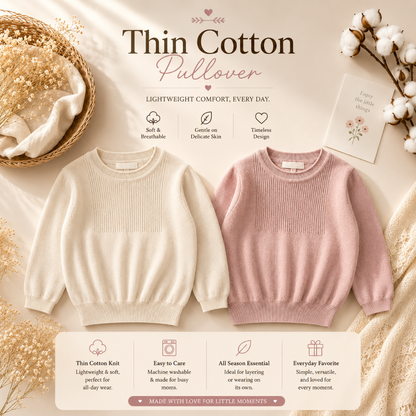 Thin Cotton Pullover – Light & Comfort – Knitted Kids Sweater