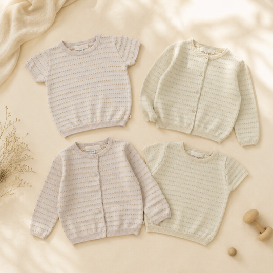 Kids Knit Top | Cardigan Design | Two-Piece Set Unisex Breathable
