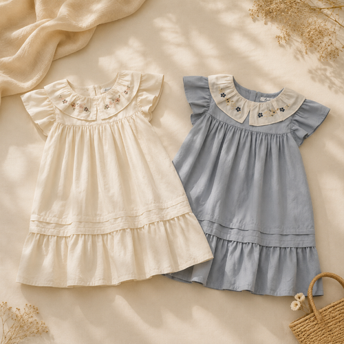 Princess Dress – Stylish & Comfortable – Dress with Embroidered Collar