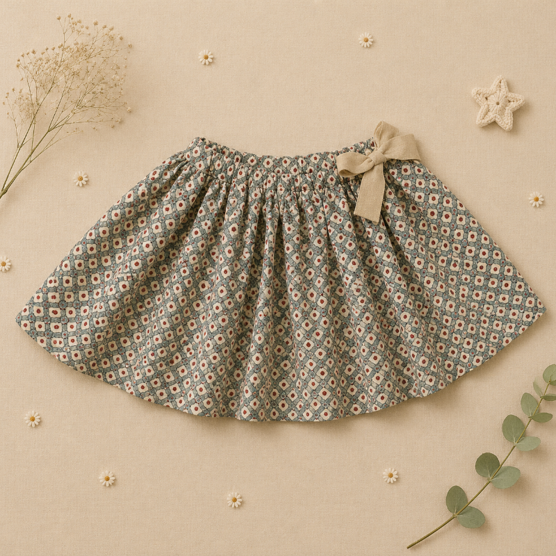 Matching Set – Comfortable & Daisy Print – Bloomer, Skirt & Blouse