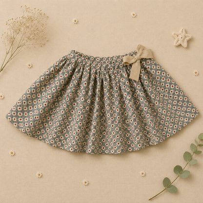 Matching Set – Comfortable & Daisy Print – Bloomer, Skirt & Blouse