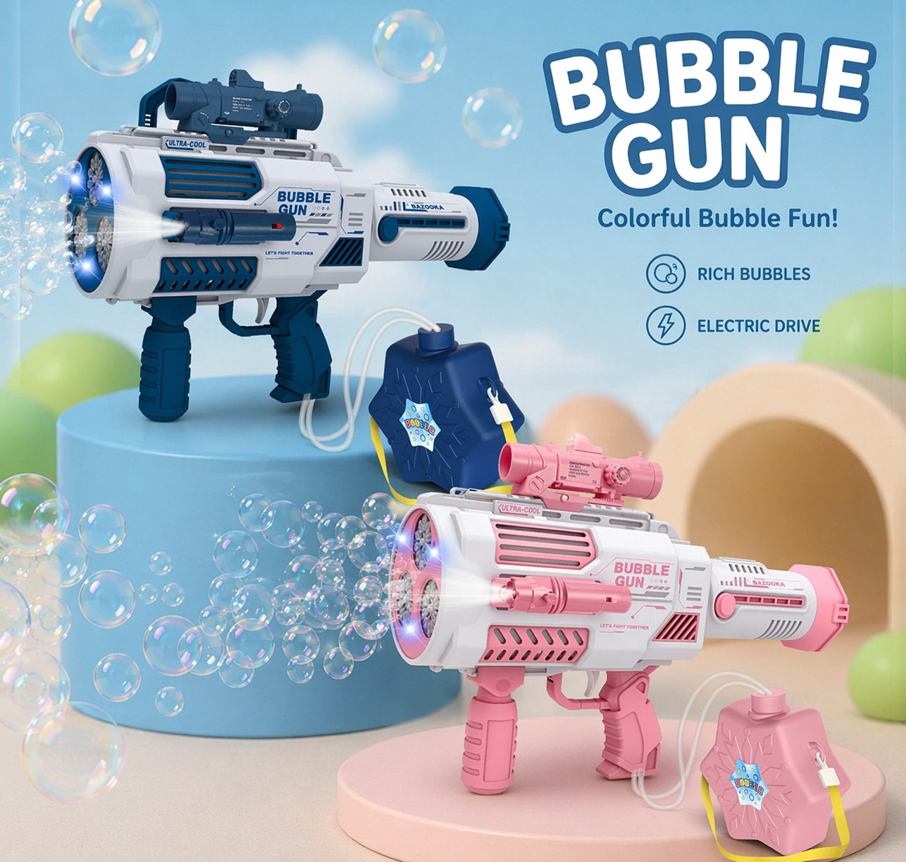 Light Up Bubble Gun – Fun & Music – Bubble Blower Gun