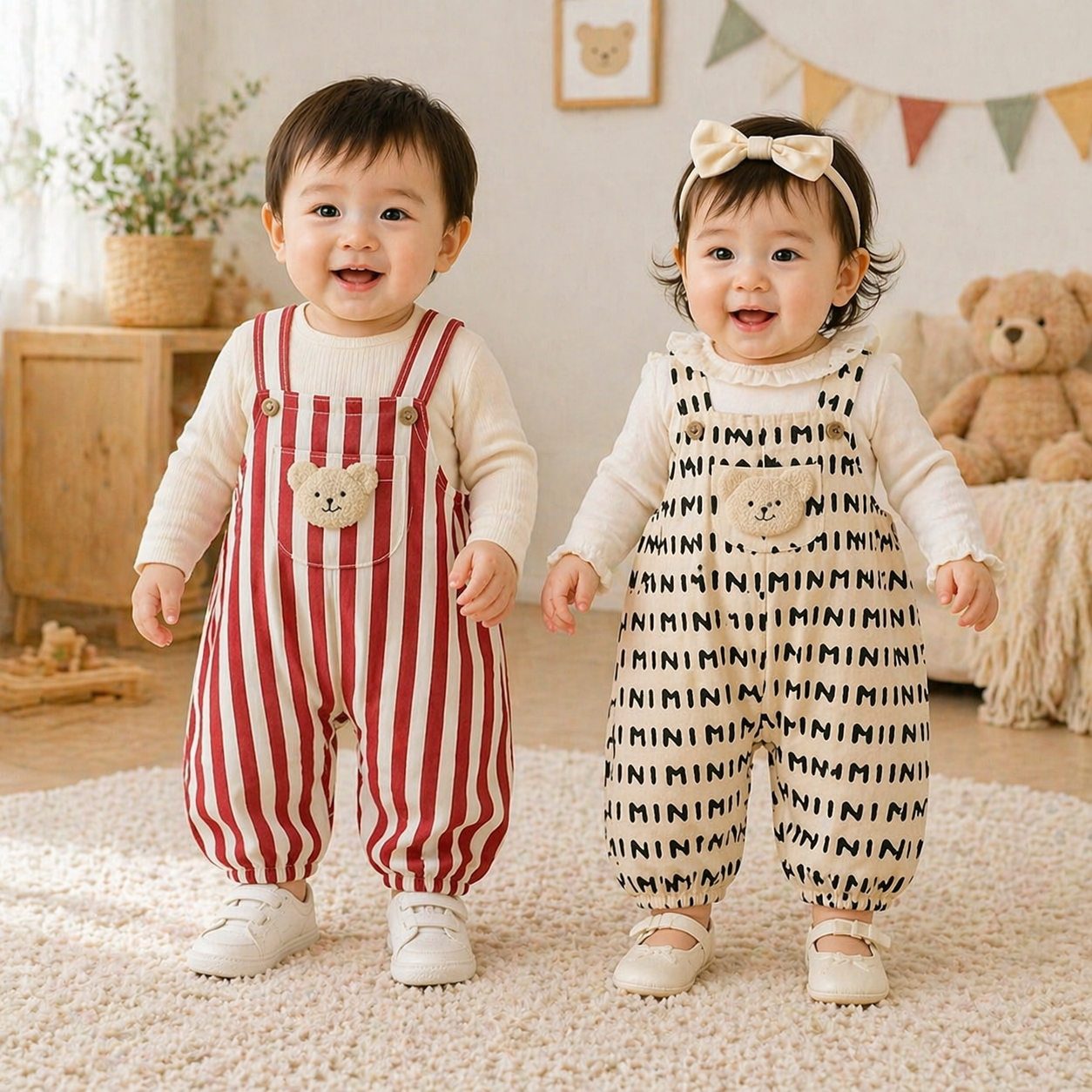 Striped Overall Romper – Soft & Comfortable – Kids Jumpsuit