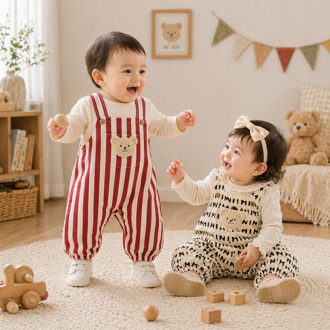 Striped Overall Romper – Soft & Comfortable – Kids Jumpsuit
