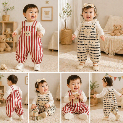 Striped Overall Romper – Soft & Comfortable – Kids Jumpsuit