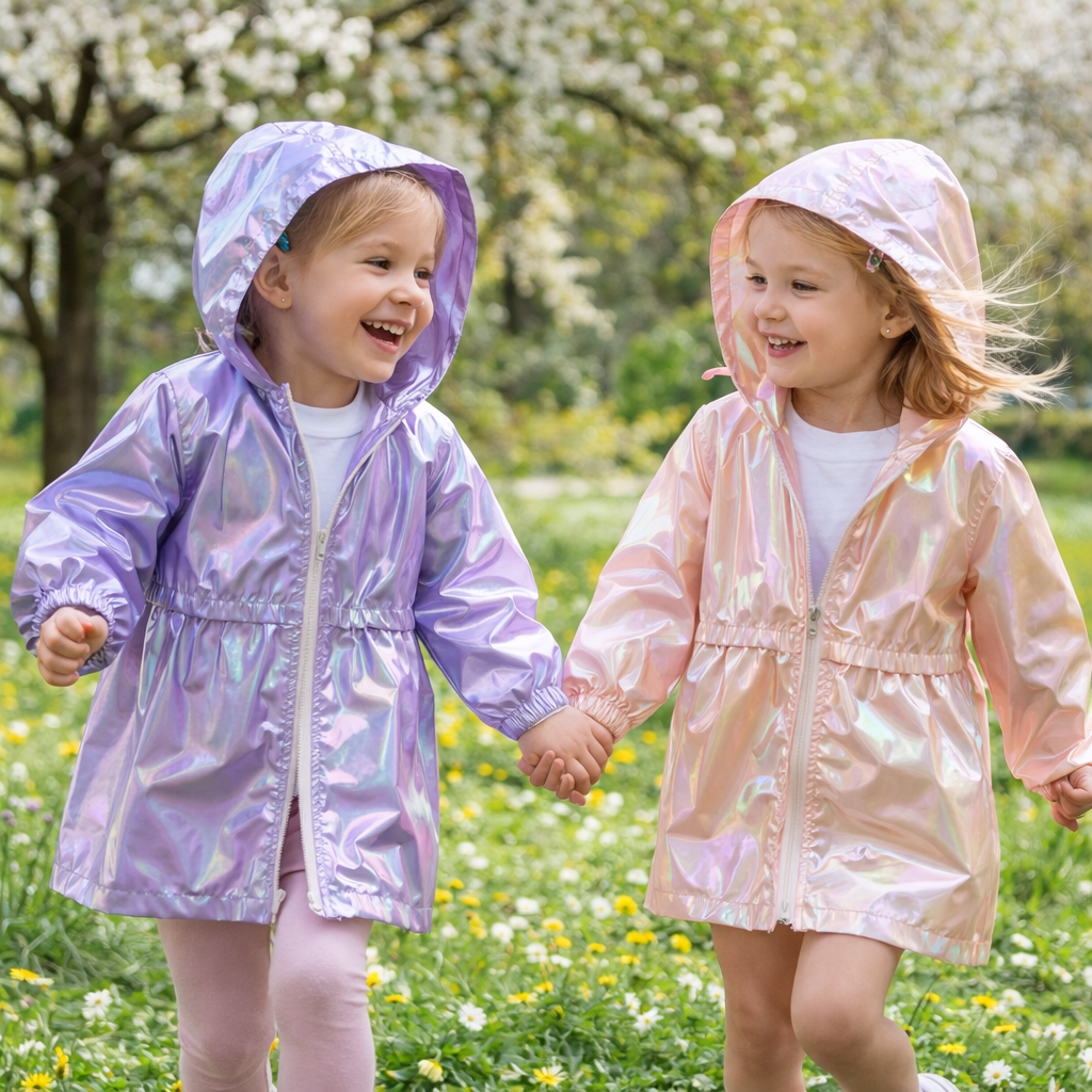 LumiBreeze – Shiny & Light – Children's Rain Jacket with Hood
