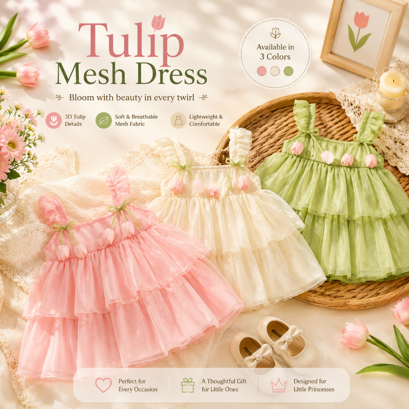Tulip Mesh Dress – Elegant & Comfort – Kids Dress