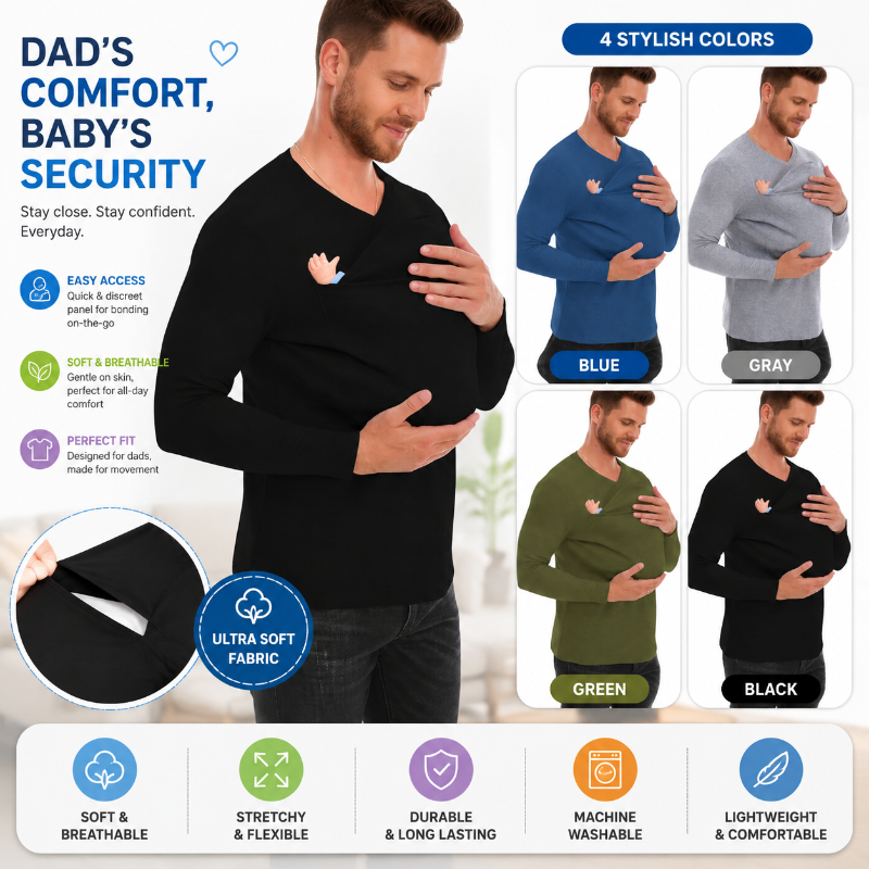 Kangaroo Pocket Shirt – Comfortable & Handy – Baby Carrier T-shirt for Men